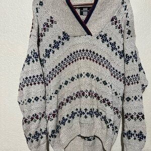 Expressions Gray Patterned Men's Crewneck Sweater